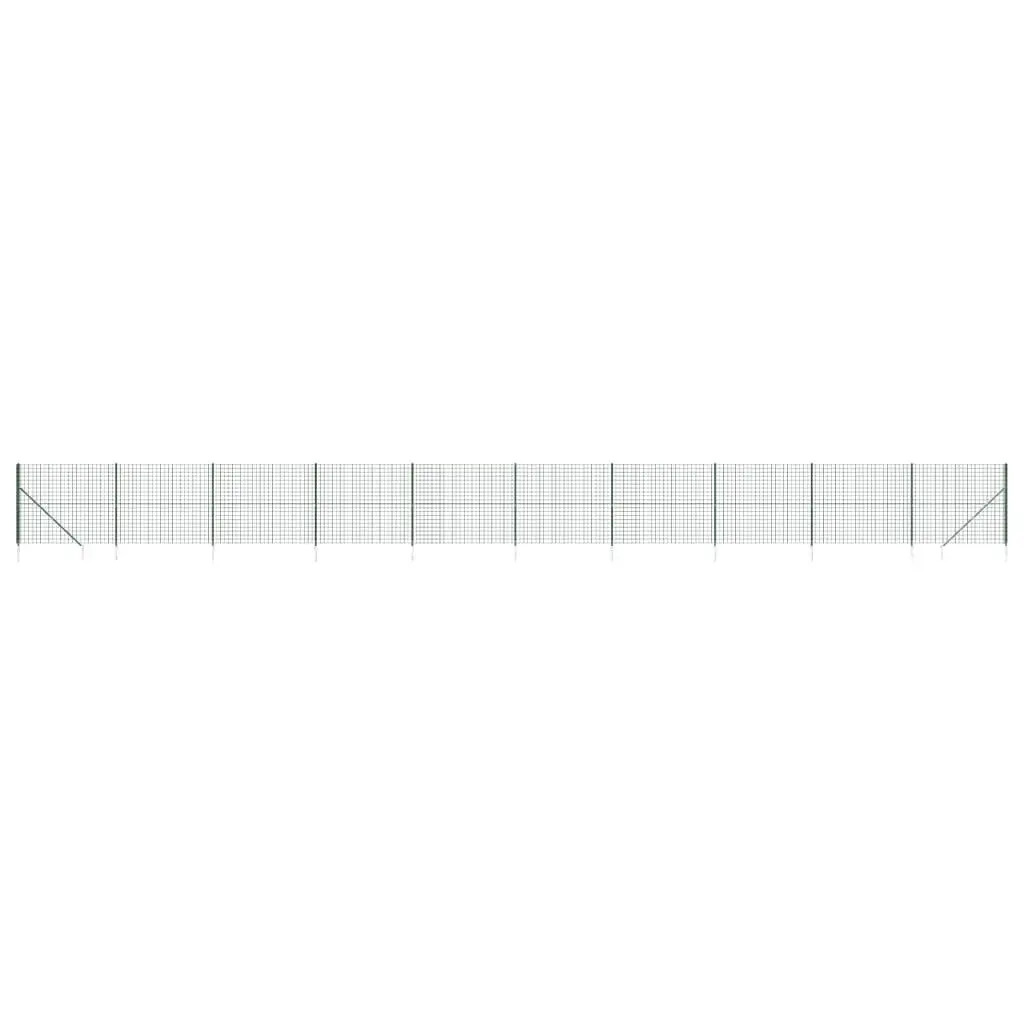 Wire Mesh Fence Panel Durable Green 1.4m Height 25m Length with Spike Anchors for Secure Property Barrier