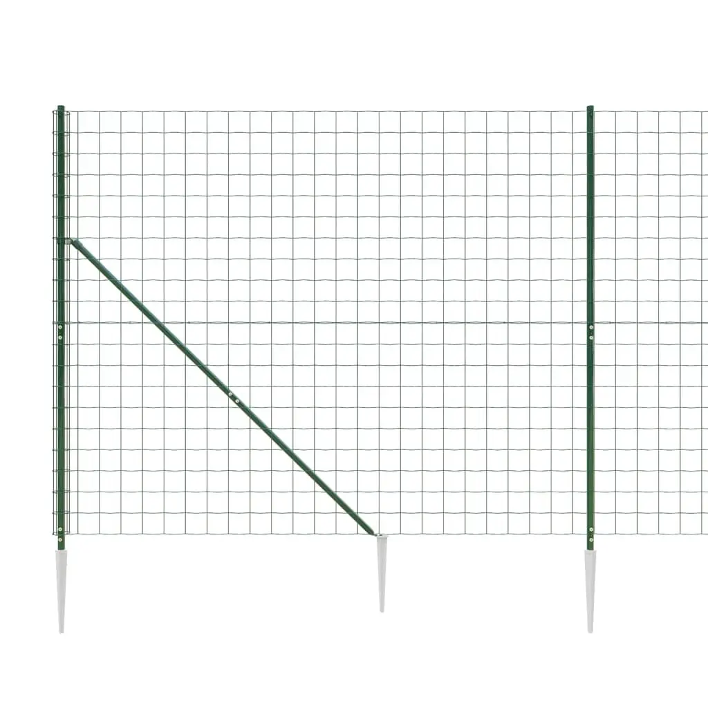 Wire Mesh Fence Panel Durable Green 1.4m Height 25m Length with Spike Anchors for Secure Property Barrier
