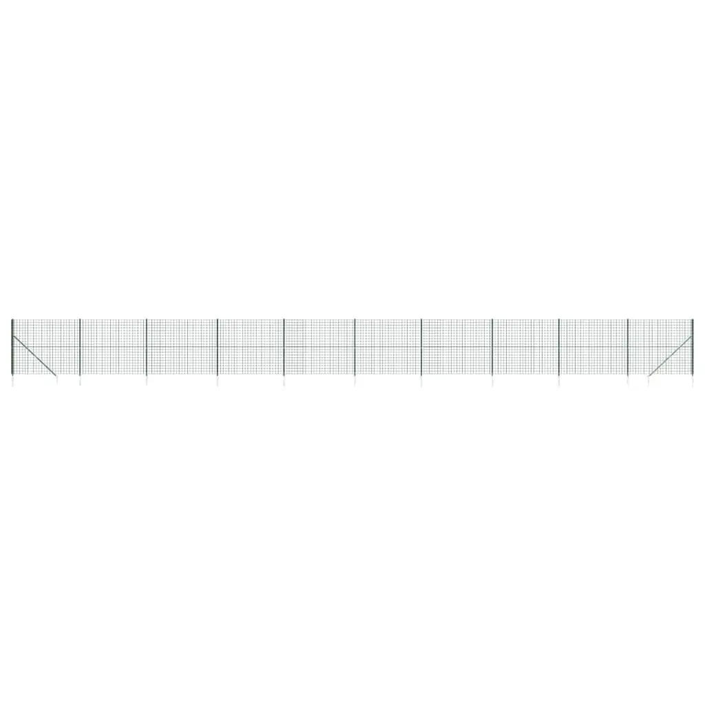 Wire Mesh Fence with Spike Anchors Green 1.6 x 25 m Garden Barrier Panel
