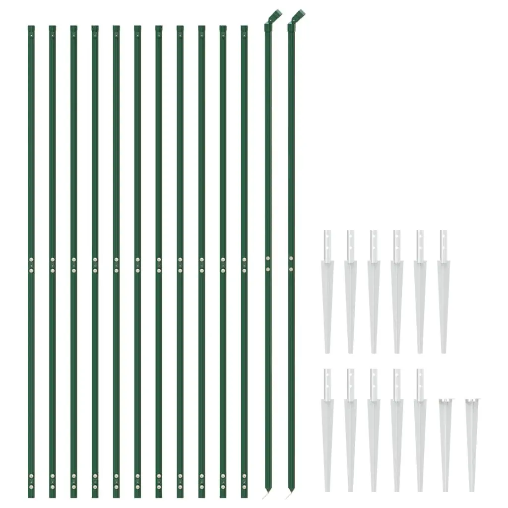 Wire Mesh Fence with Spike Anchors Green 1.6 x 25 m Garden Barrier Panel