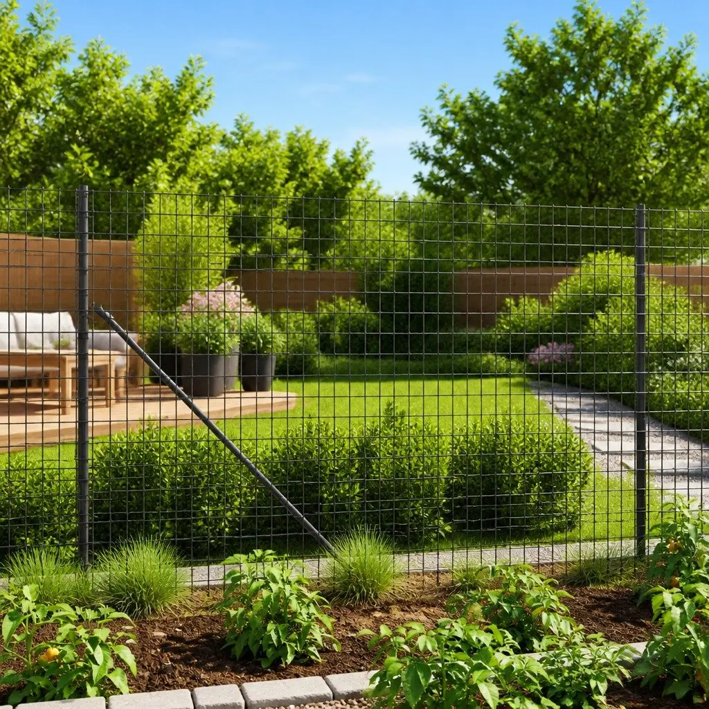 Wire Mesh Fence Panel Anthracite 1.4x25m Galvanised Steel Durable Outdoor Barrier