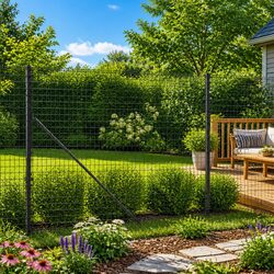 Anthracite Wire Mesh Fence Panel with Spike Anchors