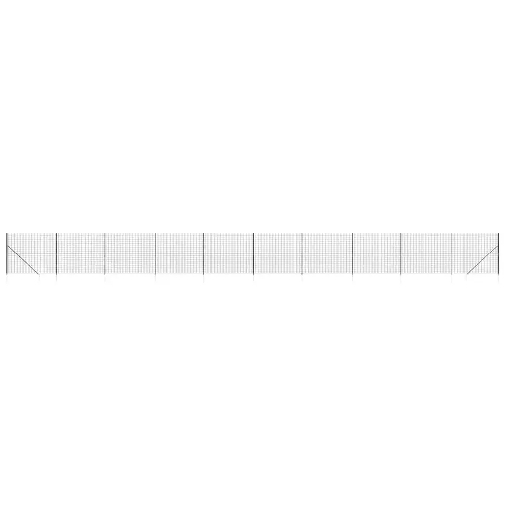 Wire Mesh Fence Panel Anthracite 1.4x25m Durable Galvanised Steel with PVC Coating and Spike Anchors