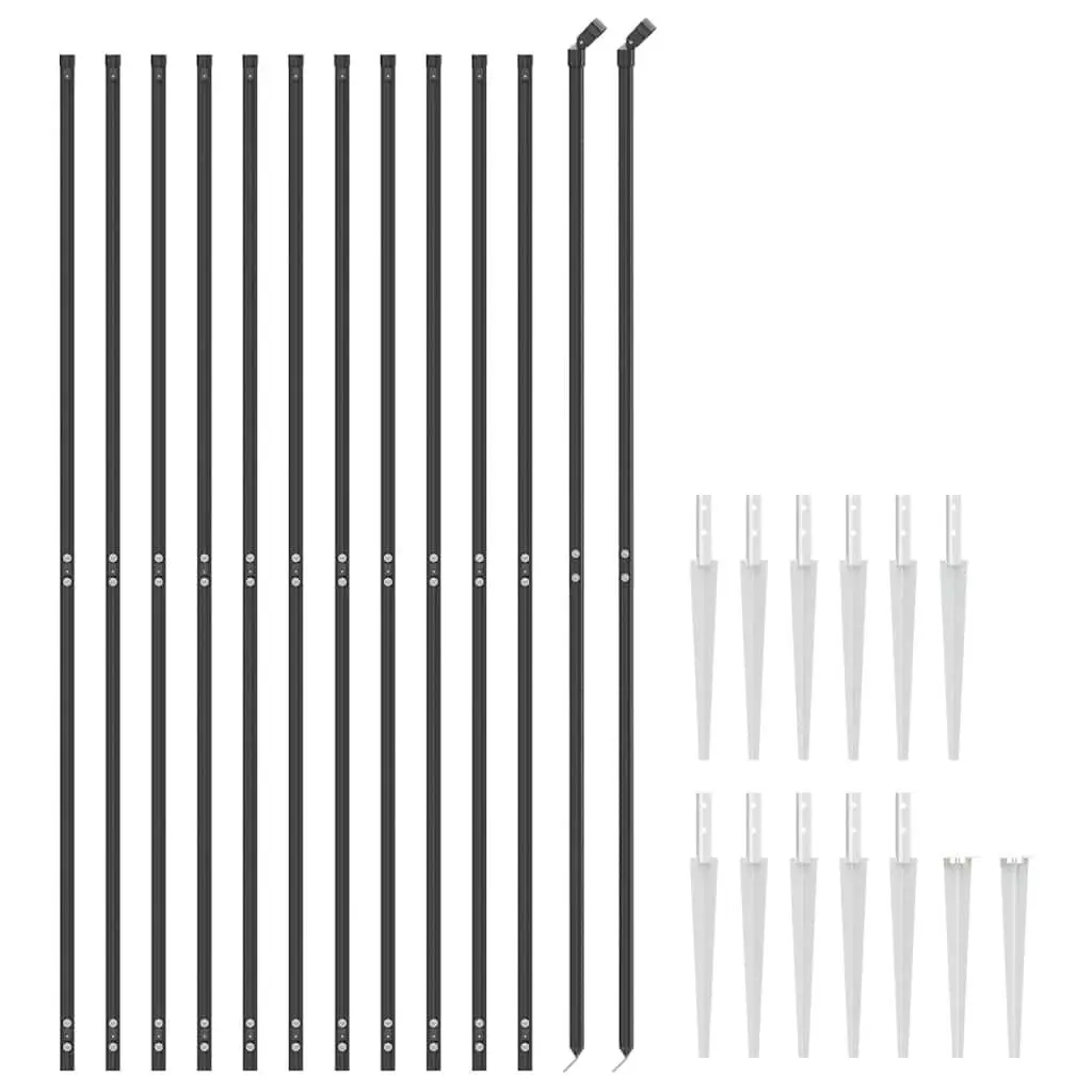Wire Mesh Fence Panel Anthracite 1.4x25m Durable Galvanised Steel with PVC Coating and Spike Anchors