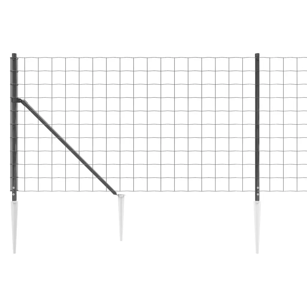 Wire Mesh Fence Panel Anthracite 1x25m Durable Steel with Spike Anchors