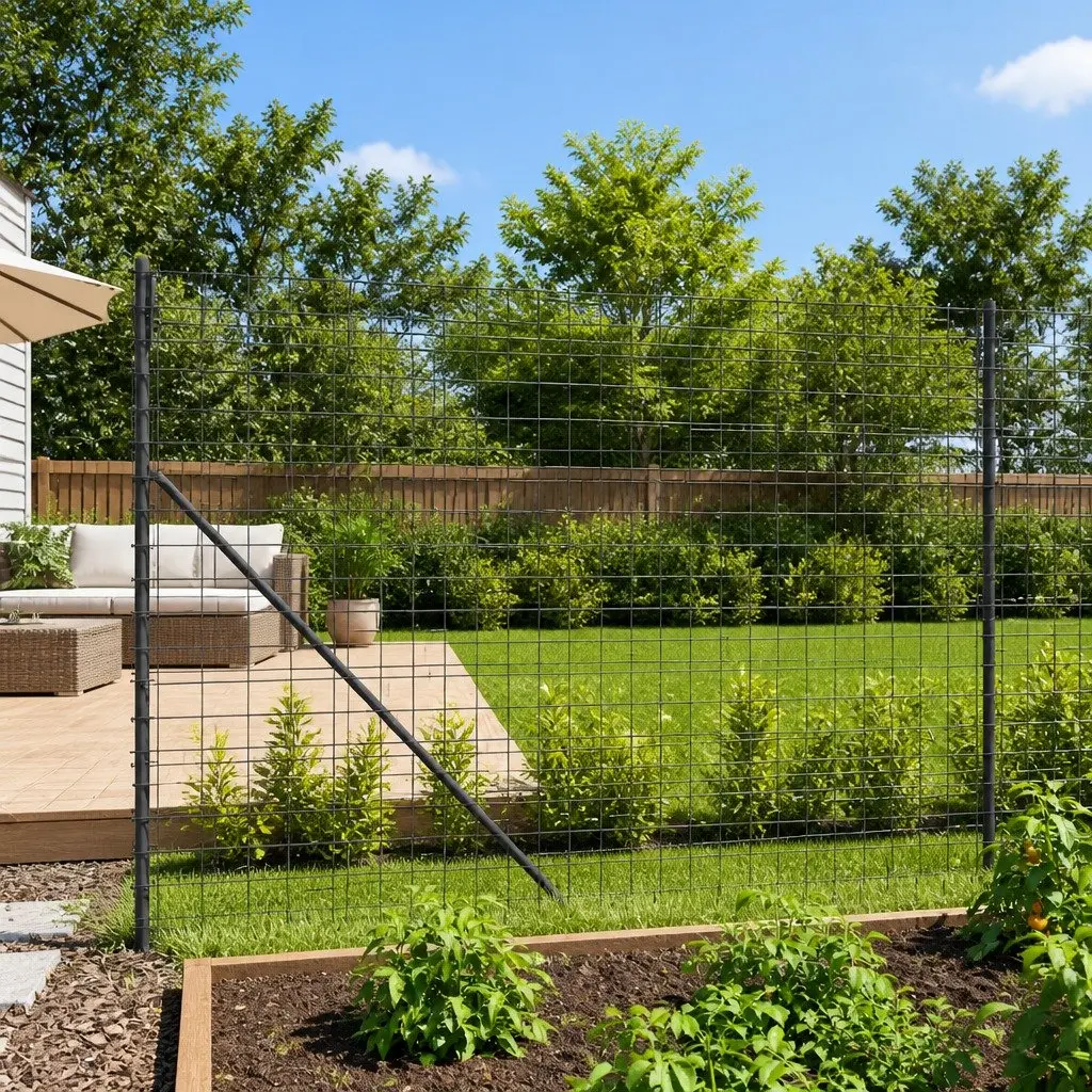 Wire Mesh Fence Panel Anthracite 1.4 x 25 m Durable Steel Construction with Flange