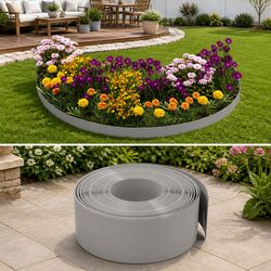 Compact and Durable Garden Edging Border 10m Grey