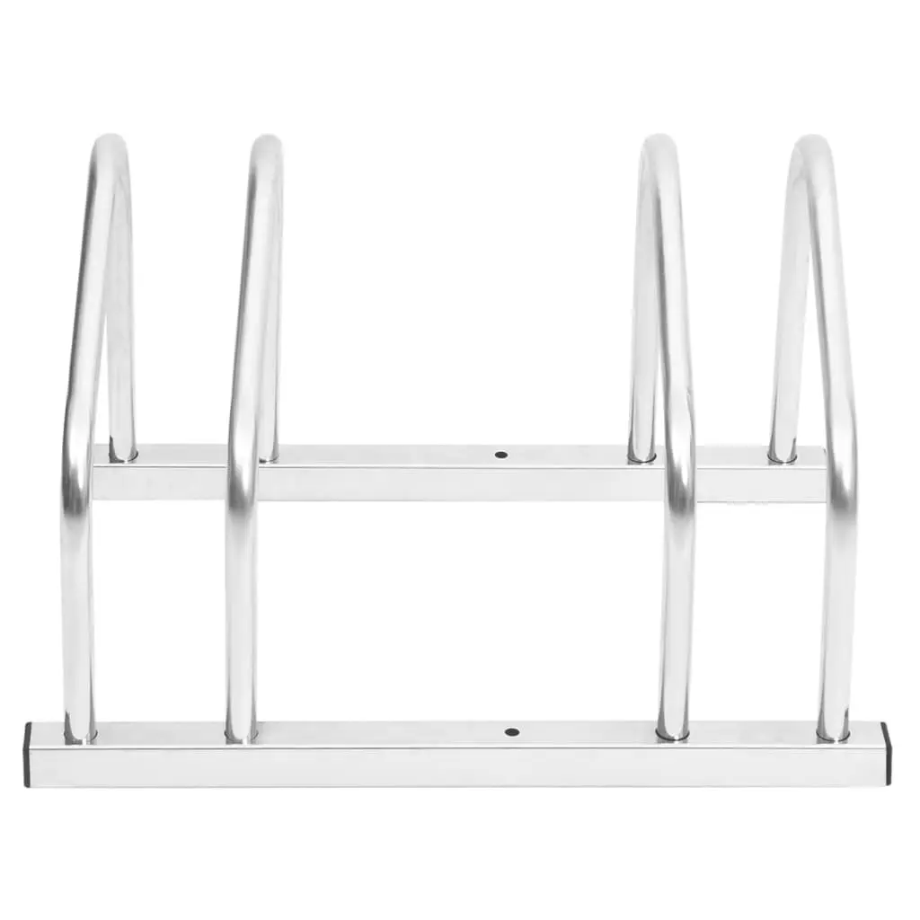 Bike Rack for 2 Bicycles Galvanised Steel Ground Storage Stand Garage Garden