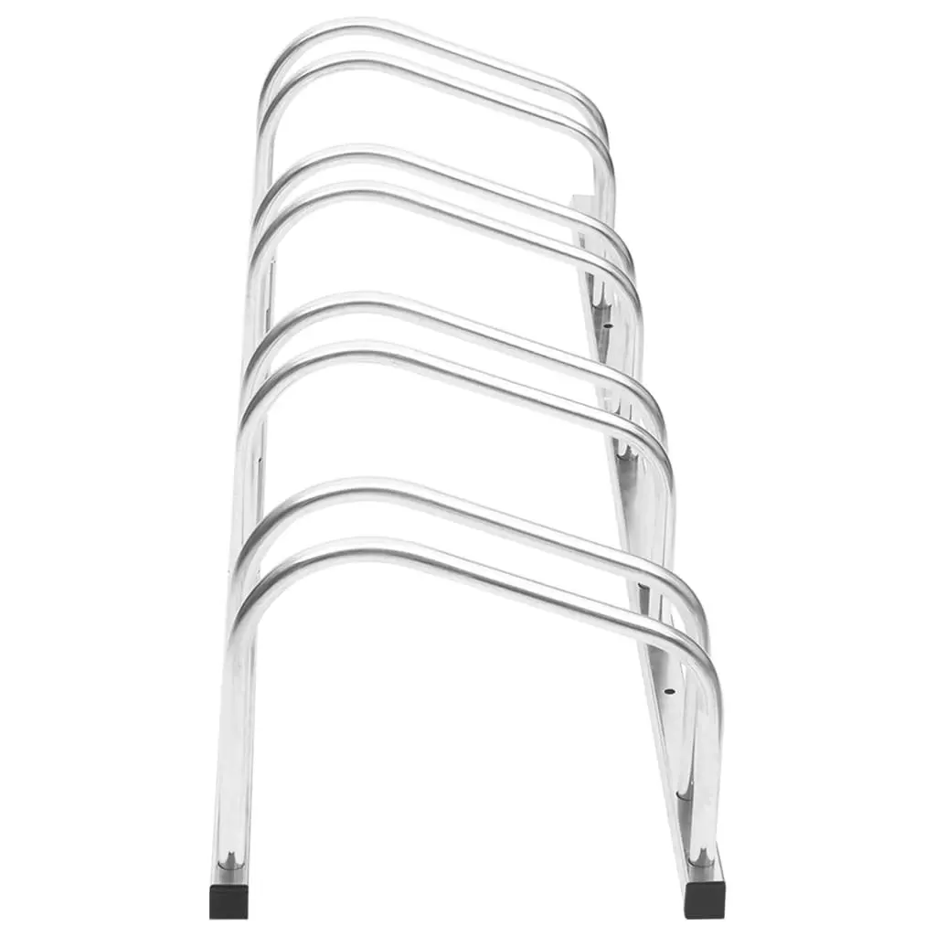 Bicycle Rack Silver Steel 4 Bike Floor Parking Stand for Garage Garden Outdoor Storage