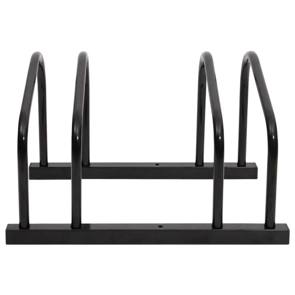 Bike Rack Black Steel Floor Parking Organiser for 2 Bikes
