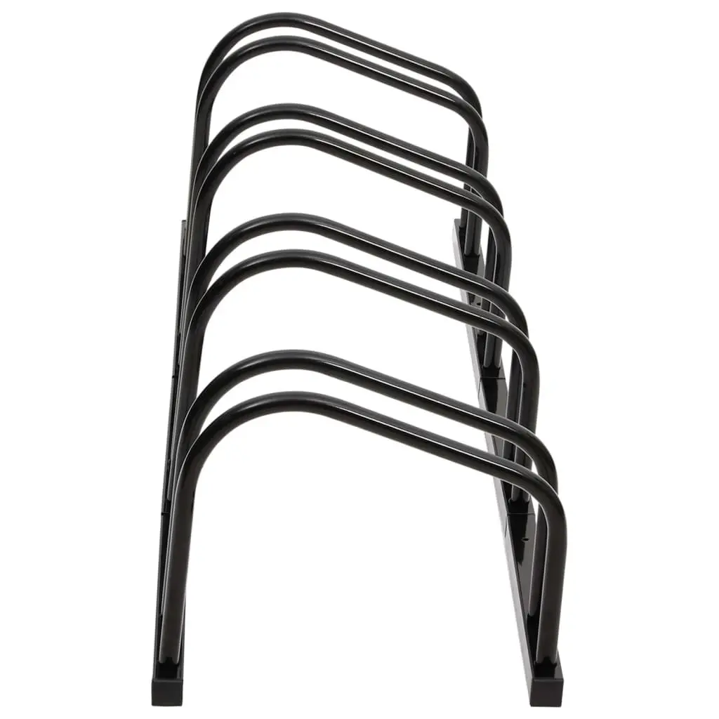 Bicycle Rack Black Steel Floor Parking Storage for 4 Bikes