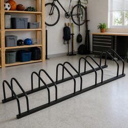 Compact Black Steel Bike Rack for 5 Bikes