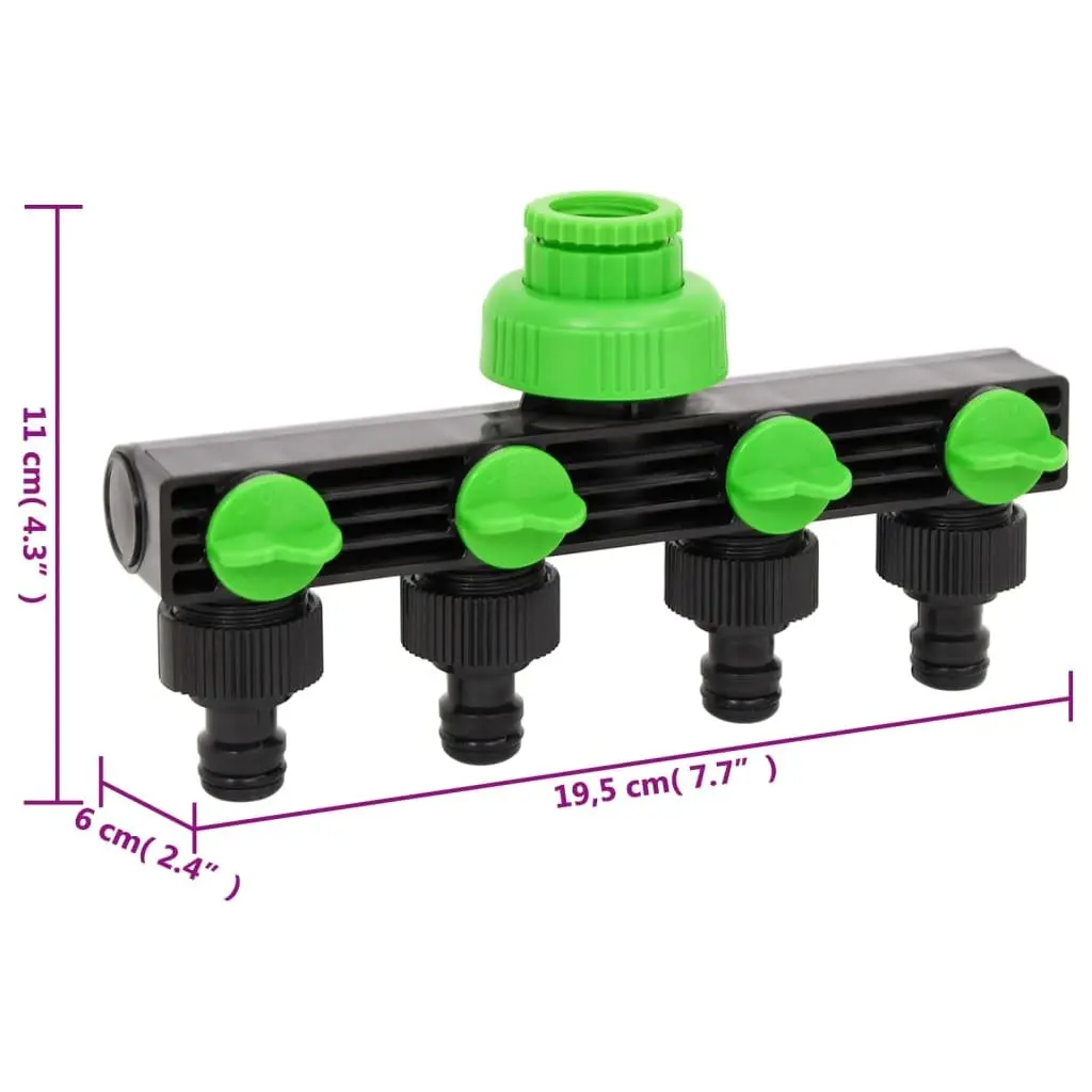 4-Way Tap Adaptor Green Lightweight Water Irrigation Connector