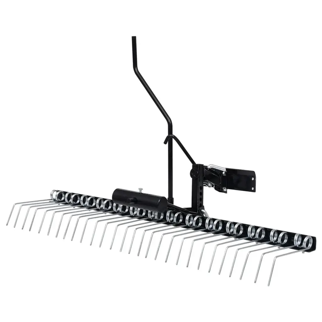 Scarifier Attachment Silver 109cm Wide Lawn Aerator with 14 Twin Spring Tines for Ride-on Mowers and Lawn Tractors