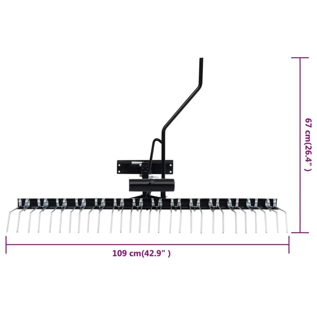 Scarifier Attachment Silver 109cm Wide Lawn Aerator with 14 Twin Spring Tines for Ride-on Mowers and Lawn Tractors