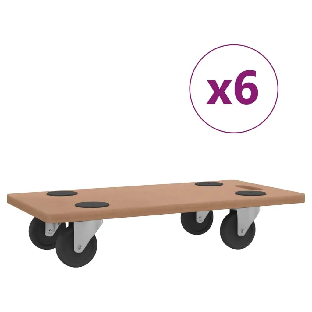 Dolly Trolleys Brown 6 Pack Rectangular Moving Platform Anti-Slip Castors
