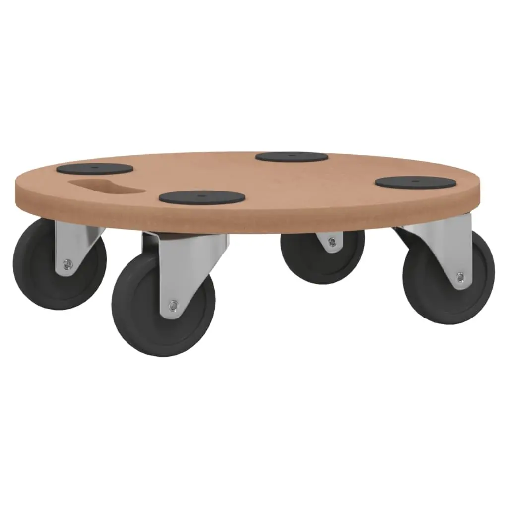 Dolly Trolleys Brown Round Engineered Wood Furniture Moving Platform 2 Piece with Anti-slip Pads and Rotatable Castors