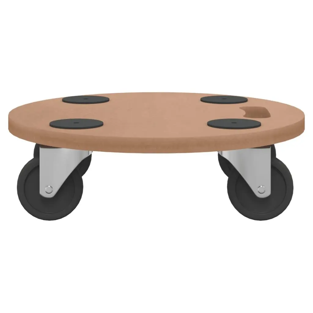Dolly Trolleys Brown Round Engineered Wood Furniture Moving Platform 2 Piece with Anti-slip Pads and Rotatable Castors