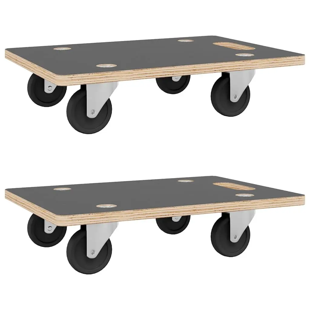 Transport Trolley Grey Rectangular 50 x 35 x 11.5 cm Plywood Anti-slip Surface 250kg Capacity 2 Piece