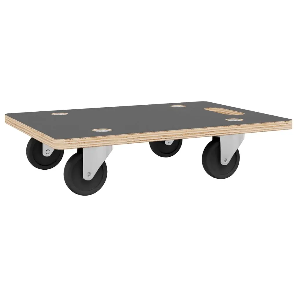 Transport Trolley Grey 80x55x11.5cm Stable Plywood Anti-slip Surface Rotatable Castors 2 Piece