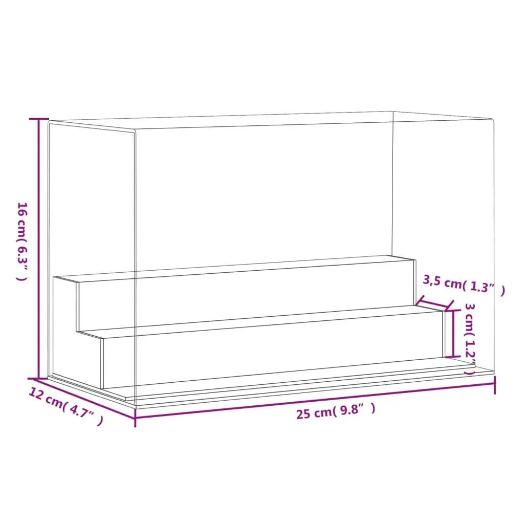 Acrylic Display Box Transparent 25x12x16 cm Dustproof Showcase Case