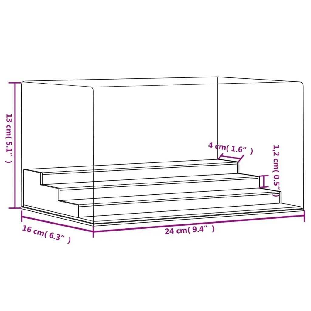 Acrylic Display Box Transparent 24x16x13 cm 4-Tier Collectibles Showcase