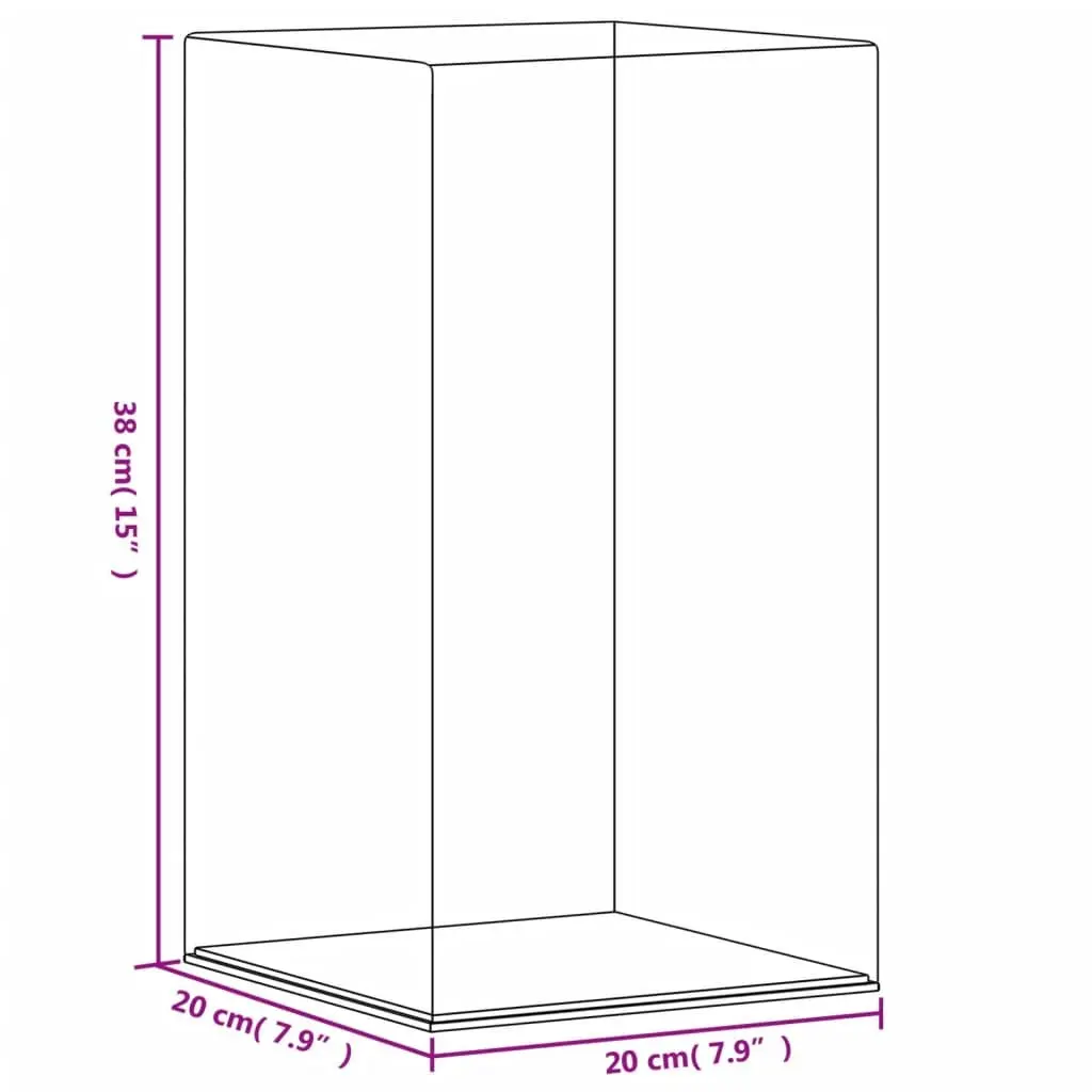 Acrylic Display Box Transparent 20x20x38 cm Dustproof Collectibles Case Clear