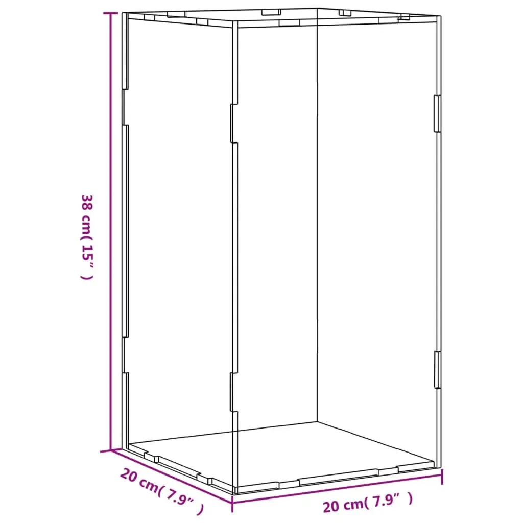 Acrylic Display Box Transparent 20x20x38cm Dustproof Collectibles Showcase