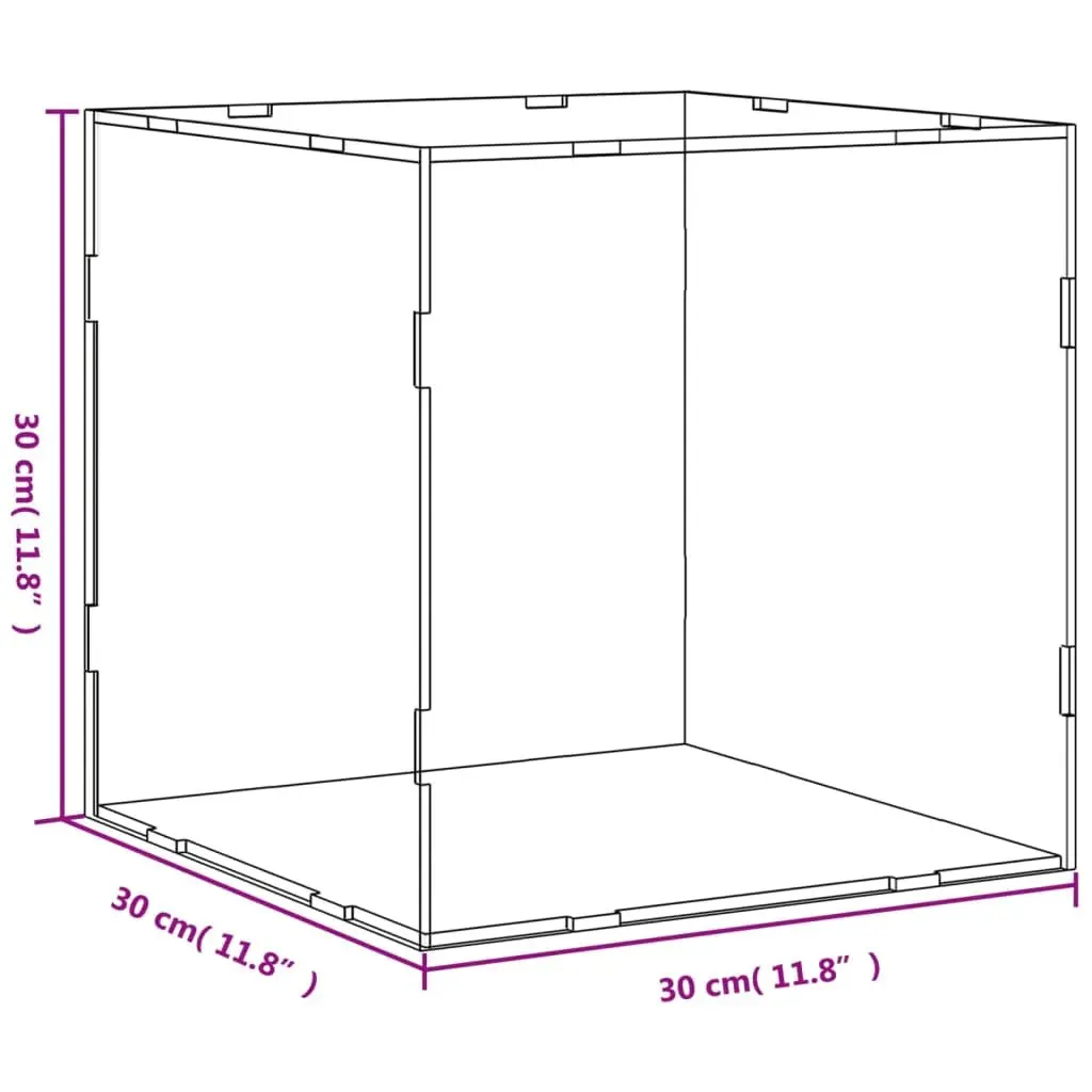 Acrylic Display Box Transparent 30x30x30cm Dustproof for Collectibles Toys Models Handicrafts