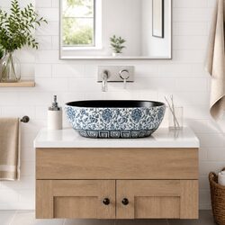 Compact and Stylish Blue Oval Bathroom Sink