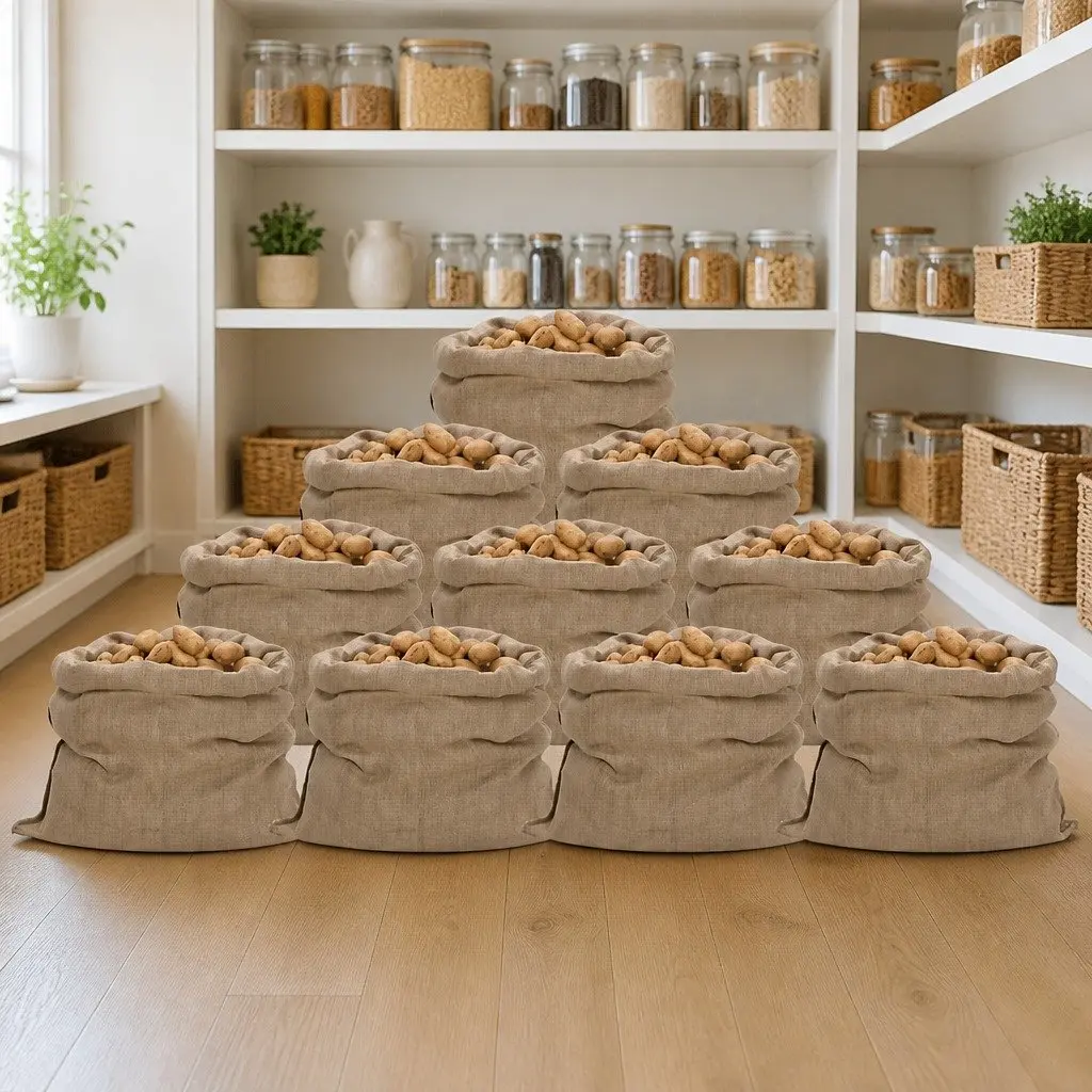 Jute Sacks Brown 100x110 cm Multipurpose Storage Bags 10 Piece