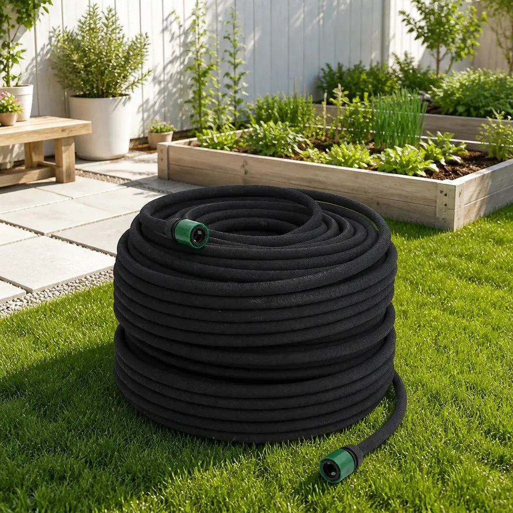 100m Black Soaker Hose for Easy Garden Watering
