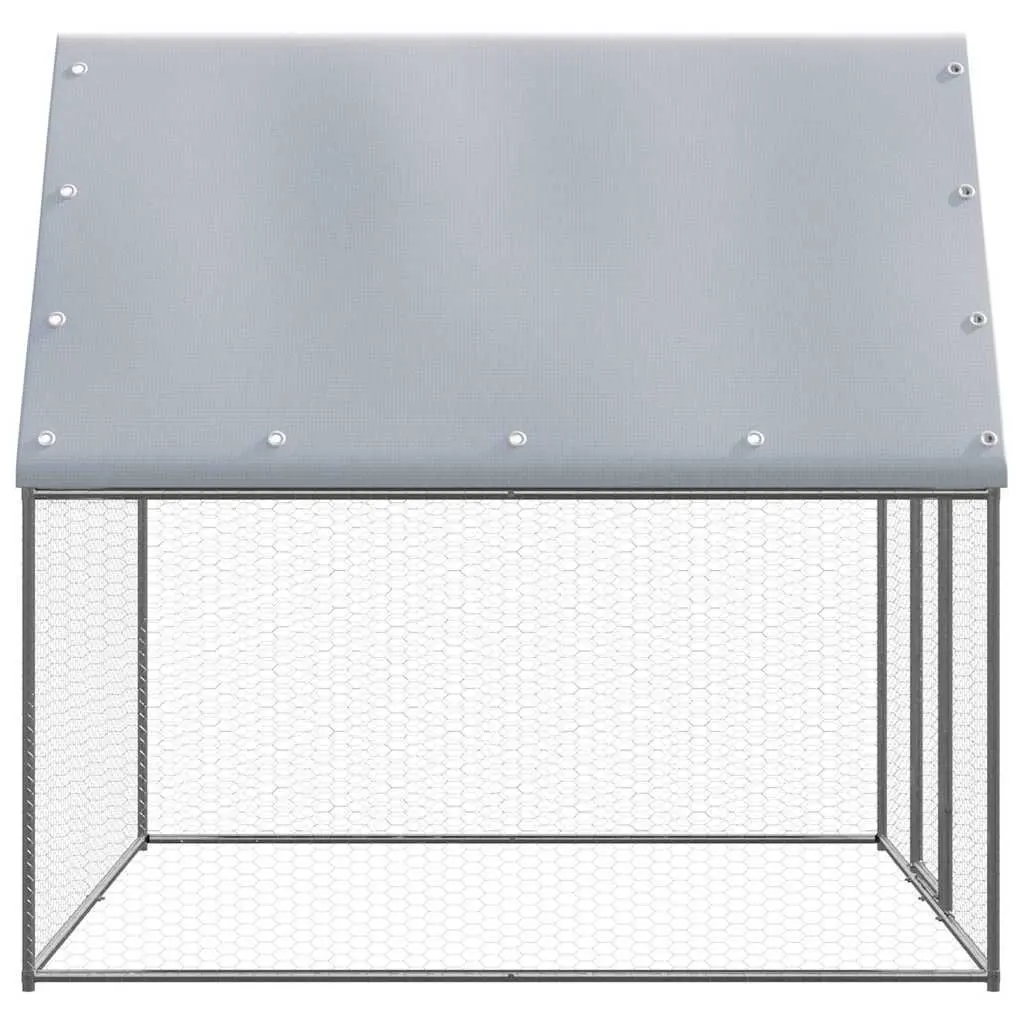 Chicken Cage Silver Grey 2x2x2 m Galvanised Steel Walk In Coop Run Hen House Rabbit