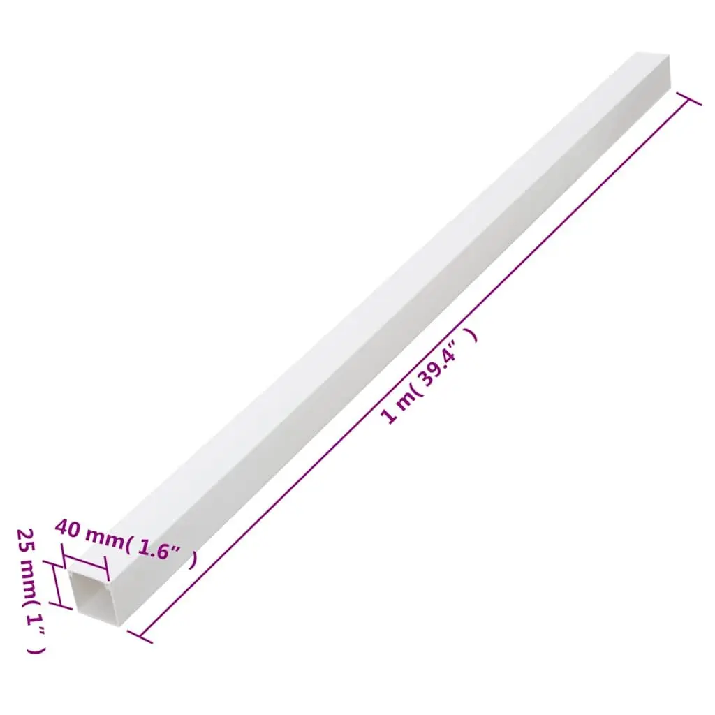 Cable Trunking 40x25 mm 30 m White PVC Wall Floor Ceiling Cord Cover Management