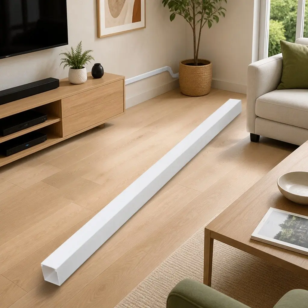 30m PVC Cable Trunking, White 60x40mm