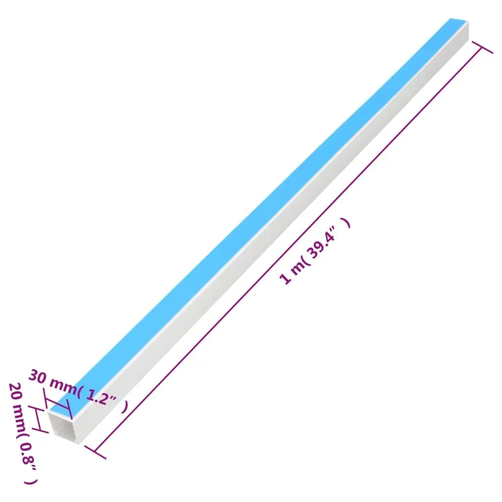 Cable Trunking Self-Adhesive White 30x20mm 10m PVC Wire Management Organiser