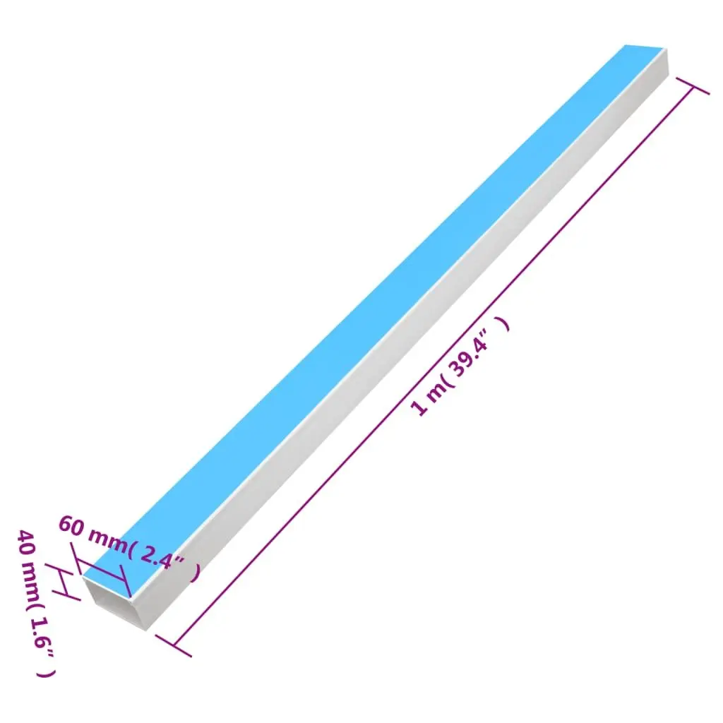 Cable Trunking Self-Adhesive 60x40 mm 10 m White Wall Cord Concealer Management