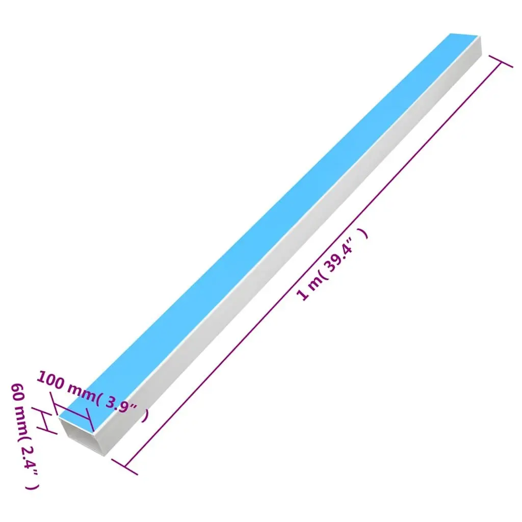Cable Trunking White 100x60mm Self-Adhesive PVC Wire Management Cover