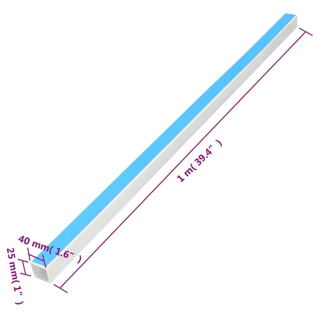 Cable Trunking Self-Adhesive 40x25mm 30m White PVC Cord Cover Management