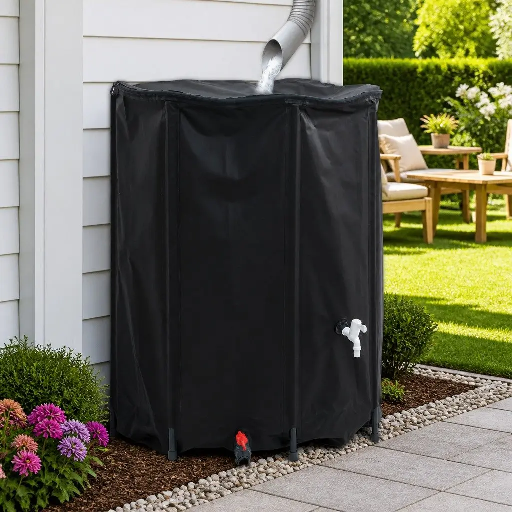 Water Tank Foldable 750L Collapsible Rain Collection Storage Garden Tap Outlet