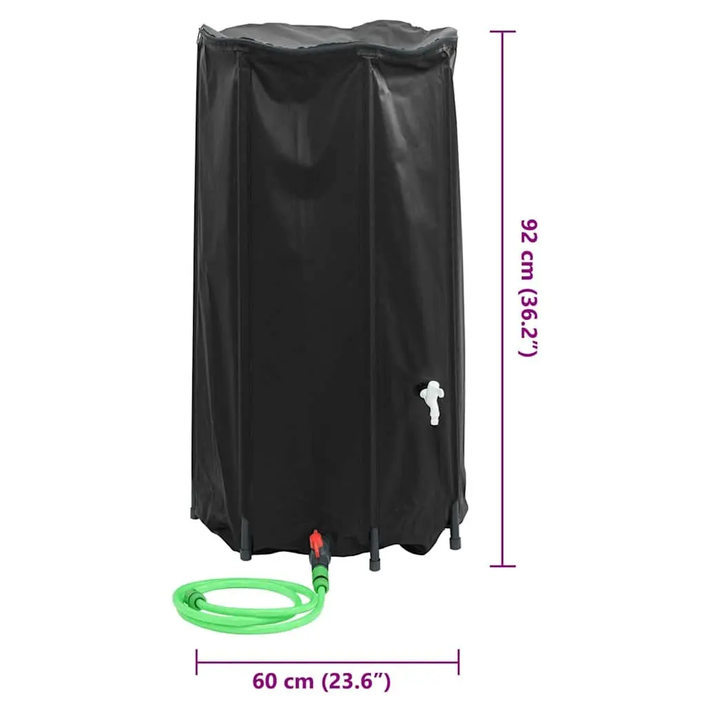Water Tank Black 250L Foldable Collapsible Rain Water Storage Container with Tap
