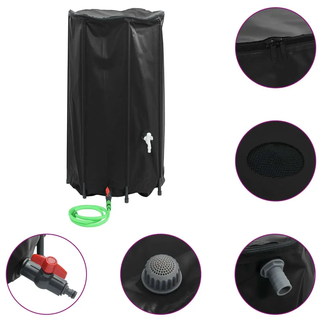 Collapsible Water Tank Black 380L Foldable with Tap for Rainwater Storage Garden Outdoor