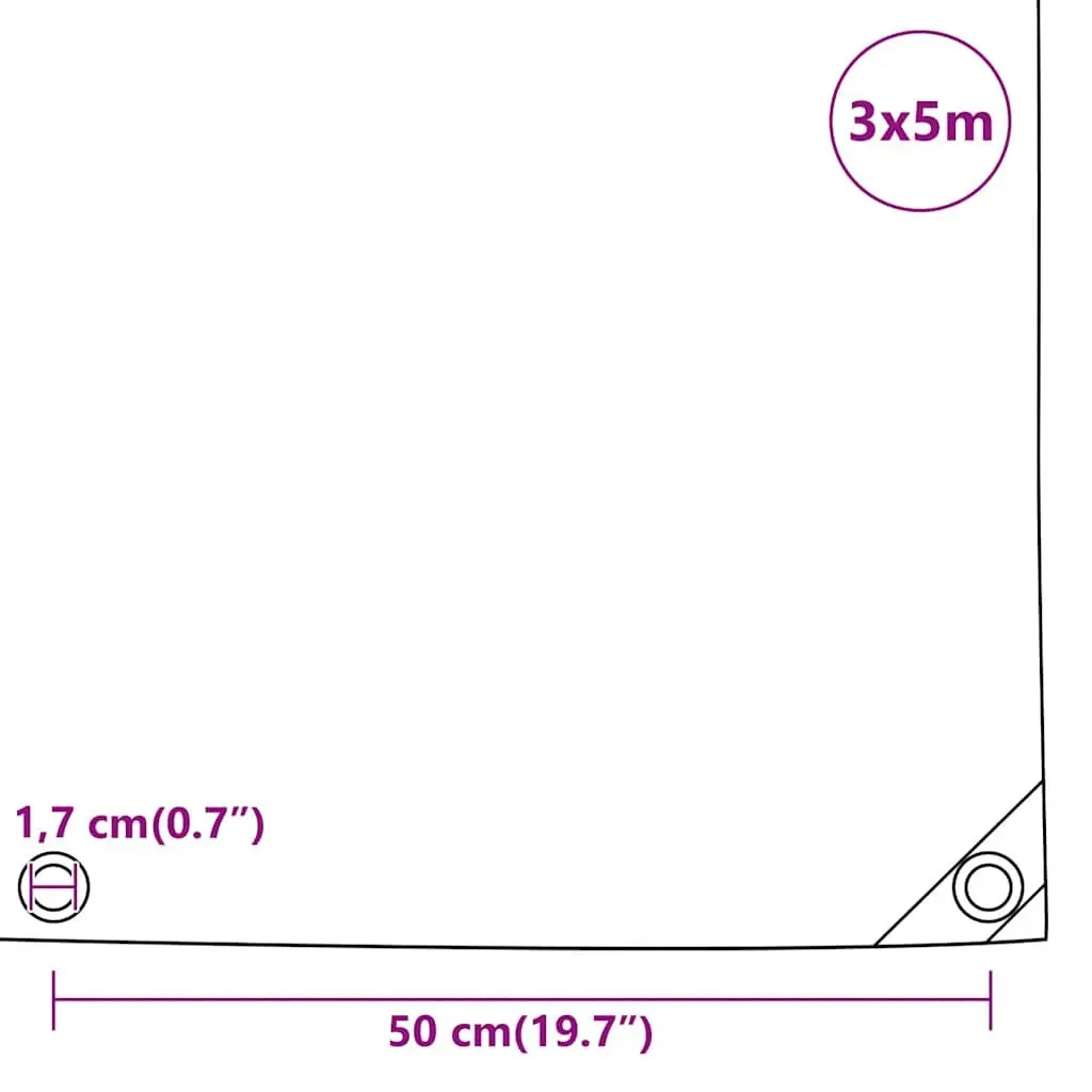 Heavy Duty Tarpaulin Anthracite 3x5m Water Resistant