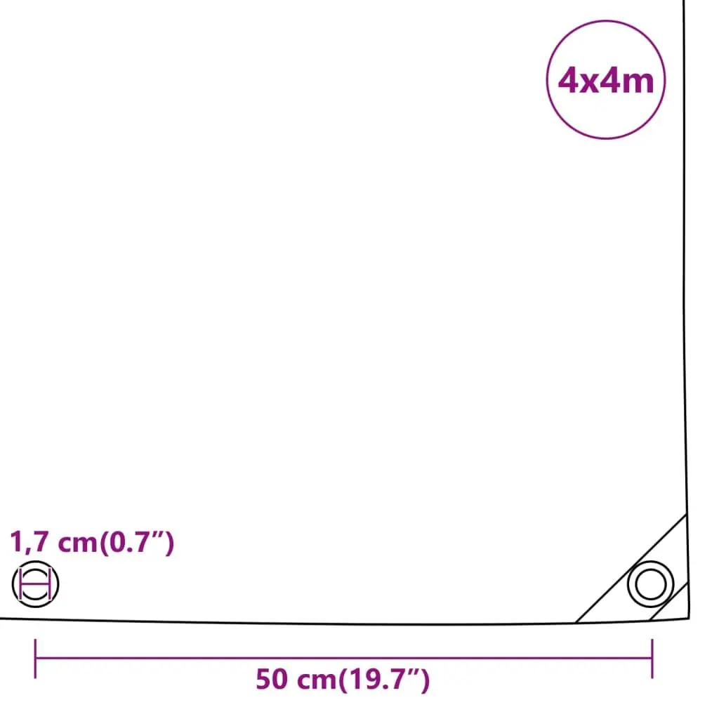 Heavy Duty Tarpaulin Anthracite 4x4m Waterproof UV Resistant Tear Resistant