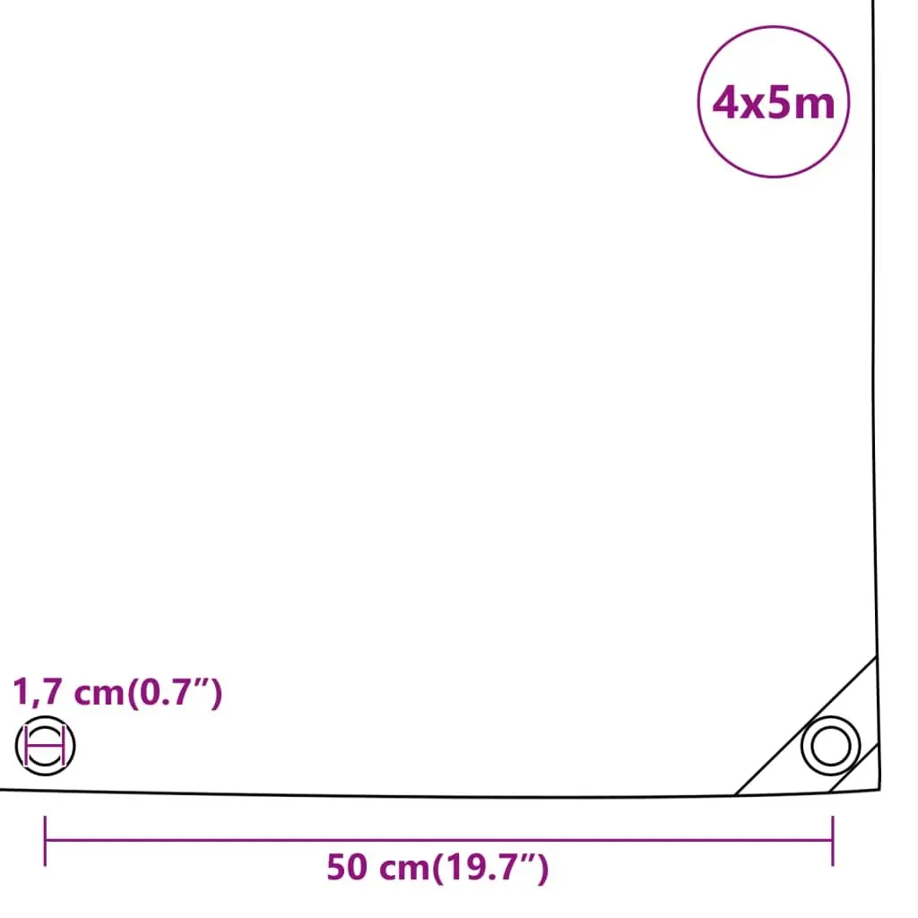 Heavy Duty Tarpaulin Anthracite 4x5m Water Resistant Tear Resistant UV Resistant Mould Resistant
