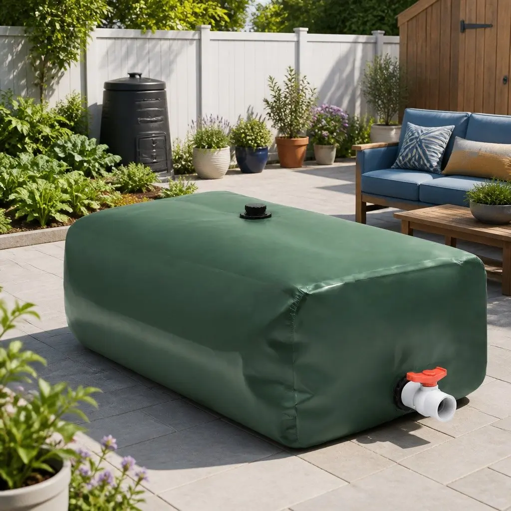 Water Tank Green 1500L Foldable PVC with Tap