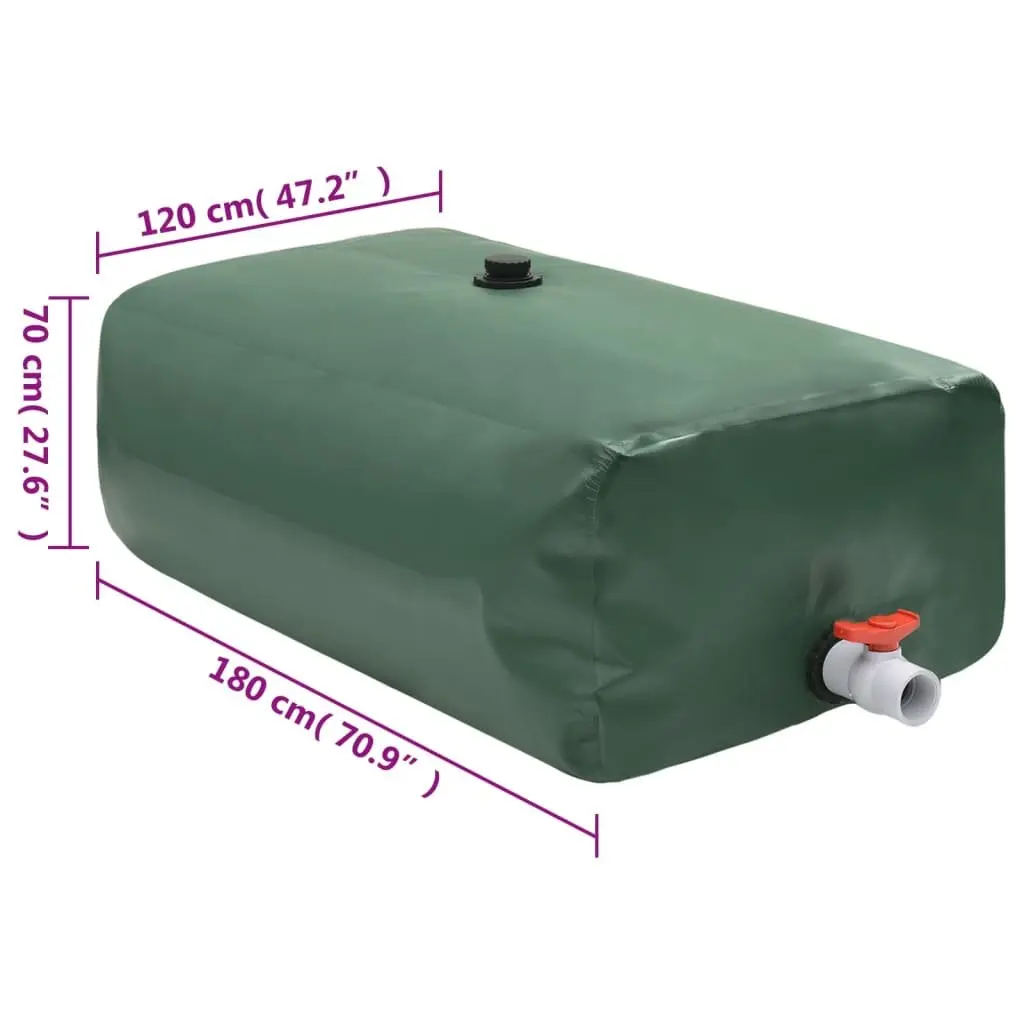 Water Tank Green 1500L Foldable PVC with Tap