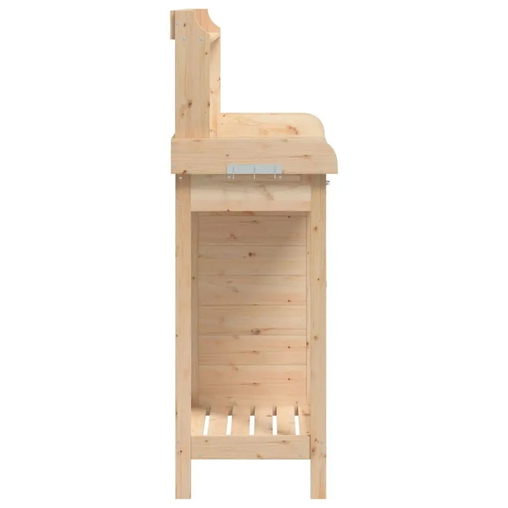 Potting Table Brown Solid Wood 1105x450x1245mm Storage Drawer Shelf Gardening Tool Stand