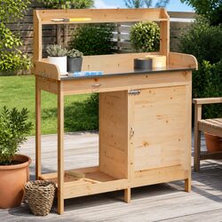 Potting Table with Cabinet 110.5x45x124.5 cm in Brown