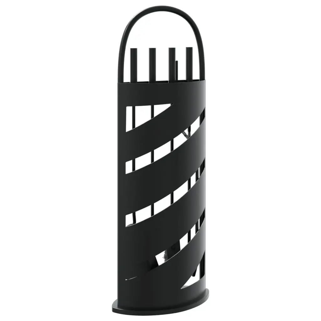 Fireplace Tool Set Black 5 Piece Steel Durable Stand with Hooks for Fireplace Maintenance
